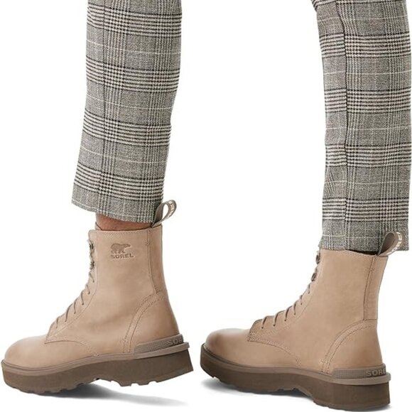 Sorel Hi Line Lace Up Boots Leather Combat Booties Omega Taupe Major Size 10 NEW - Picture 1 of 7